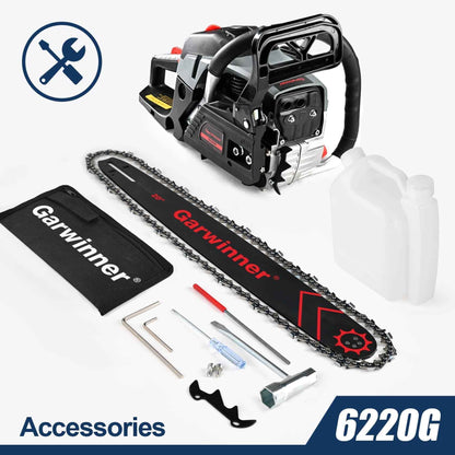 Garwinner Gas Chainsaw 20 inch 6220G 62CC 2-Stroke Cordless Chain Saw for Farm/Garden/Ranch/Wood
