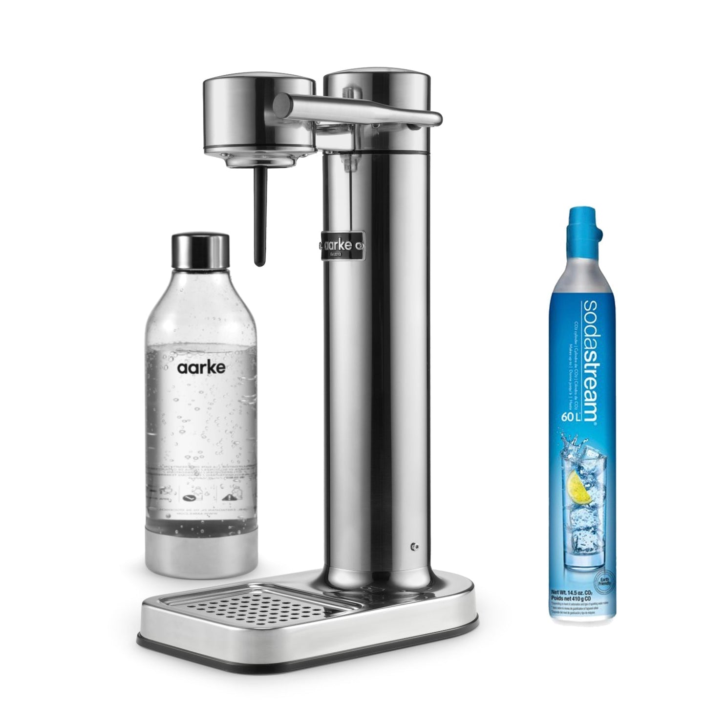 SodaStream Aarke Carbonator III + Single Gas Cylinder Bundle – Steel