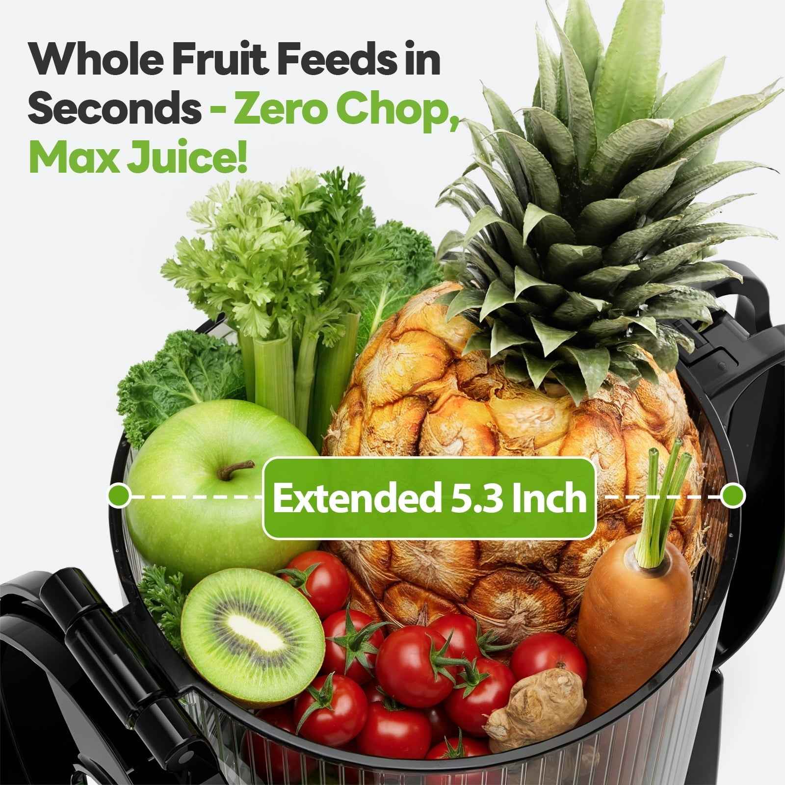 Aeitto Juicer Machines, Cold Press Juicer, 5.3" Extra Large Feed Chute for Whole Vegetables & Fruits, High Juice Yield Juice Maker,  1.7L Large Capacity Slow Masticating Juicer