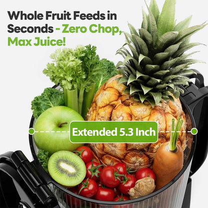 Aeitto Juicer Machines, Cold Press Juicer, 5.3" Extra Large Feed Chute for Whole Vegetables & Fruits, High Juice Yield Juice Maker,  1.7L Large Capacity Slow Masticating Juicer