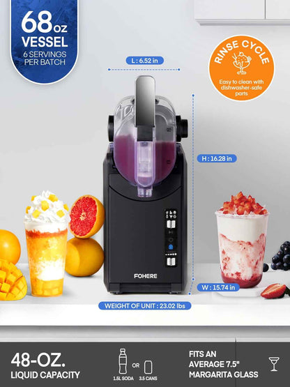 5-in-1 Slushie Machine, No Ice Needed, 15 Min Slushy Machine for Home with Self-Cleaning, Professional Frozen Drink Maker, 5 Preset Programs, Frozen Margaritas, Frappés, Milkshakes, and More, FOHERE