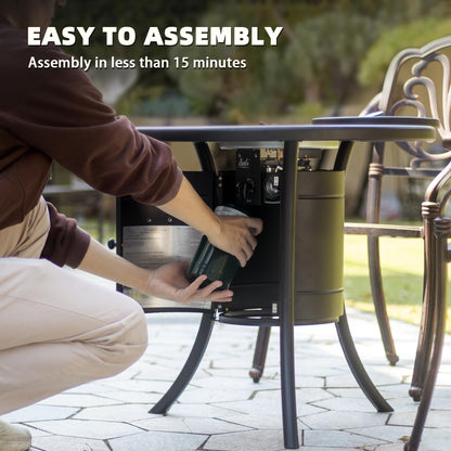 BALI OUTDOORS Dual 1-Pound Propane Fire Pit Table for Outside Patio, 26Inch Black