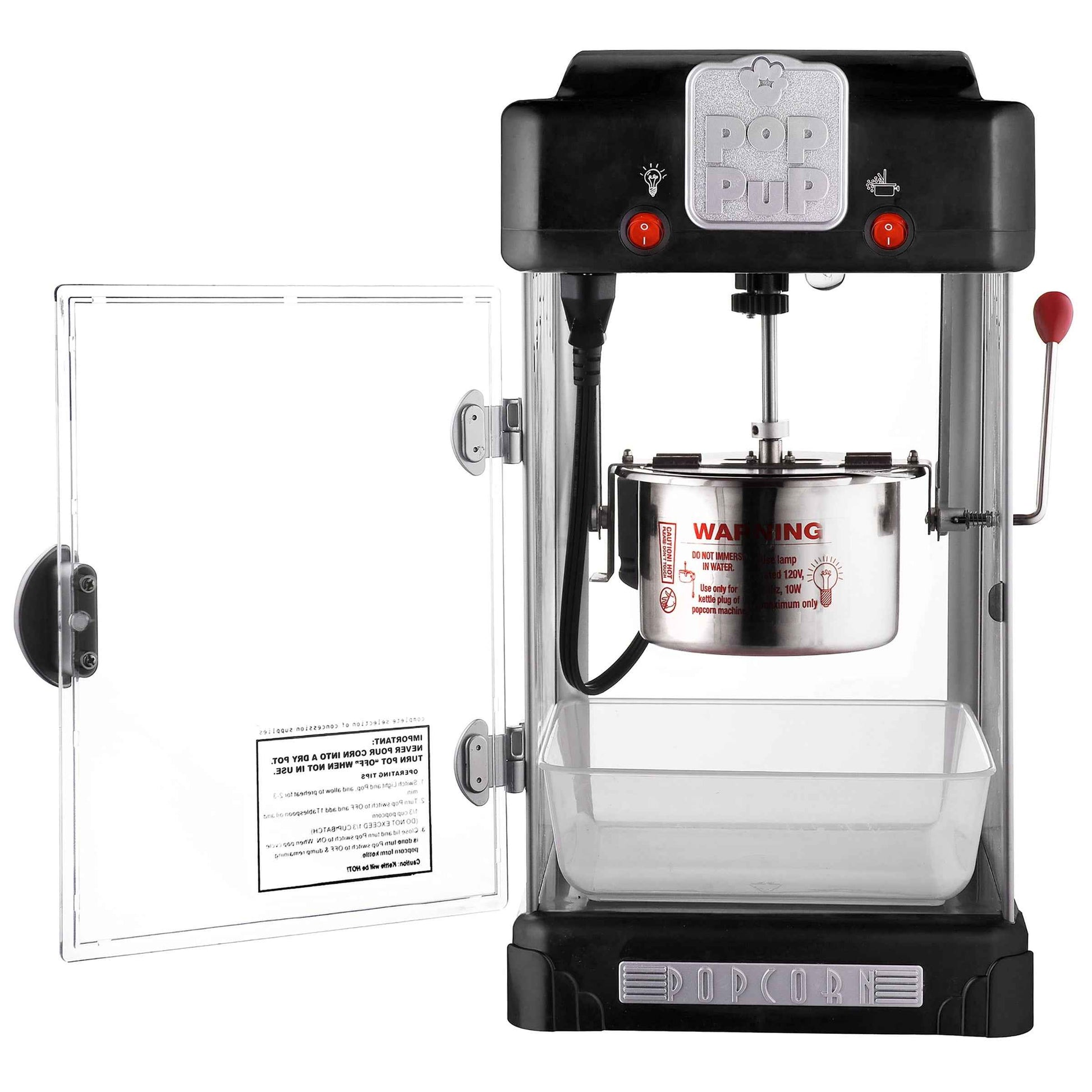 Great Northern Popcorn 2.5oz Pop Pup Popcorn Machine for Home, Black