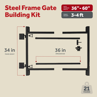 Adjust-A-Gate Steel Frame Gate Kit, 36"-60" Wide Opening Up To 4' High (3 Pack)