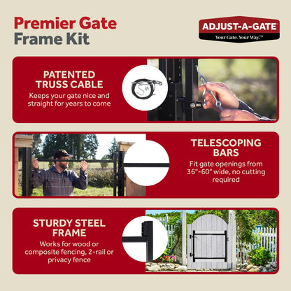 Adjust-A-Gate Steel Frame Gate Kit, 36"-60" Wide Opening Up To 4' High (3 Pack)