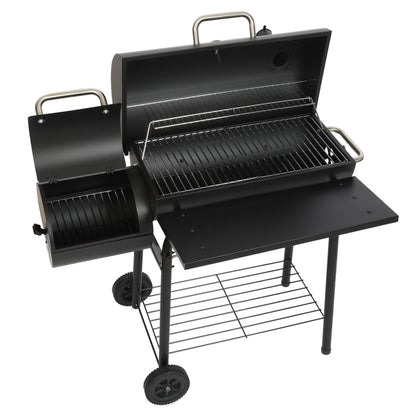 Charcoal Offset Smoker Grill - Family-Size 4-6 Person BBQ with Temperature Control & Portable Wheels