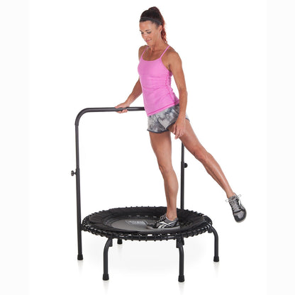 JumpSport 250 Fitness Rebounder Mini Trampoline & Handle Bar Accessory, Black