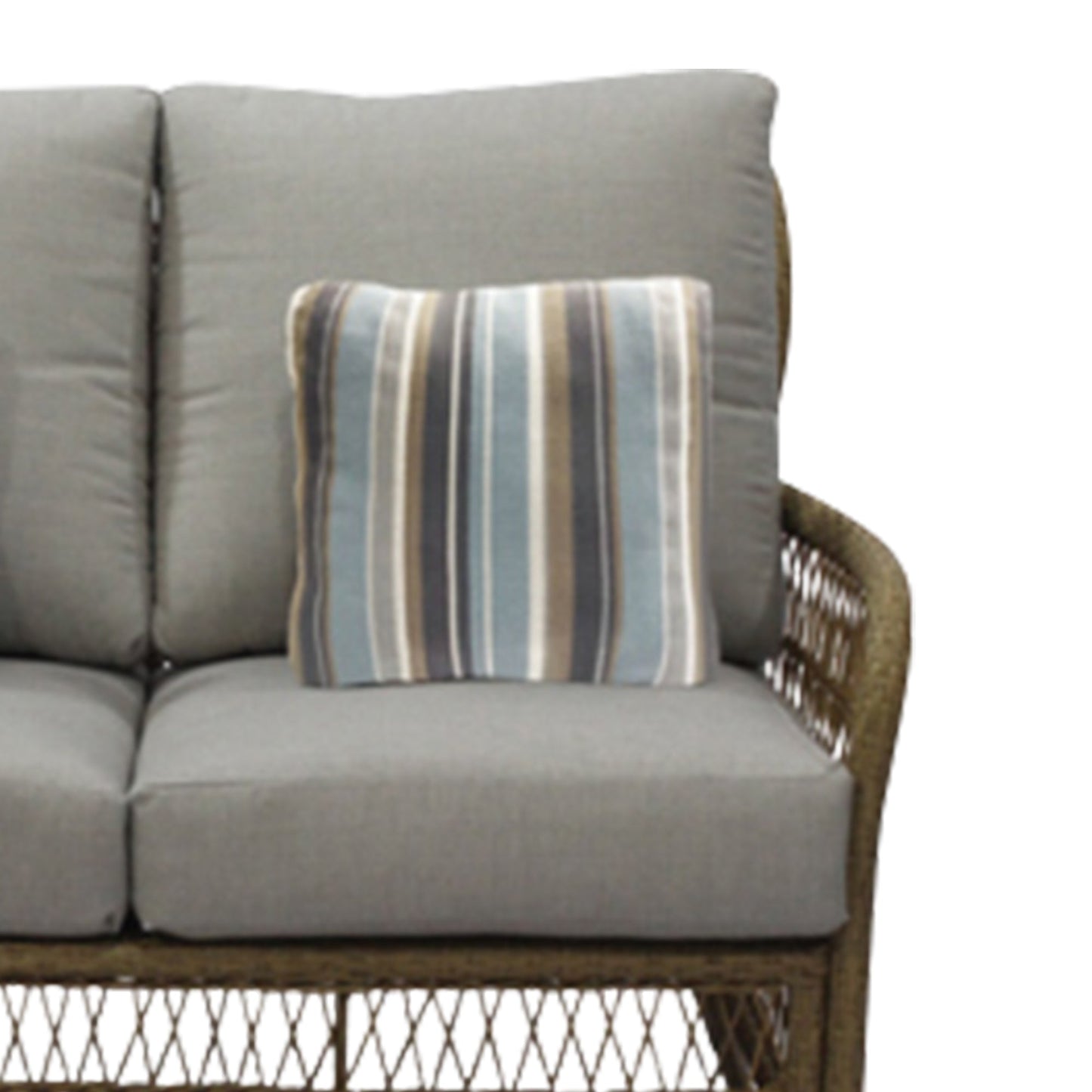 Four Seasons Courtyard Positano Wicker Cushioned Loveseat w/ 2 Accessory Pillows