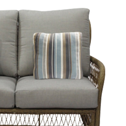 Four Seasons Courtyard Positano Wicker Cushioned Loveseat w/ 2 Accessory Pillows