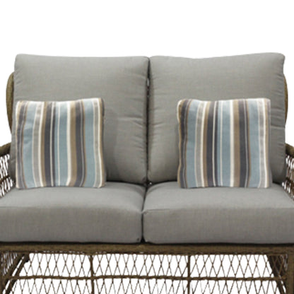 Four Seasons Courtyard Positano Wicker Cushioned Loveseat w/ 2 Accessory Pillows