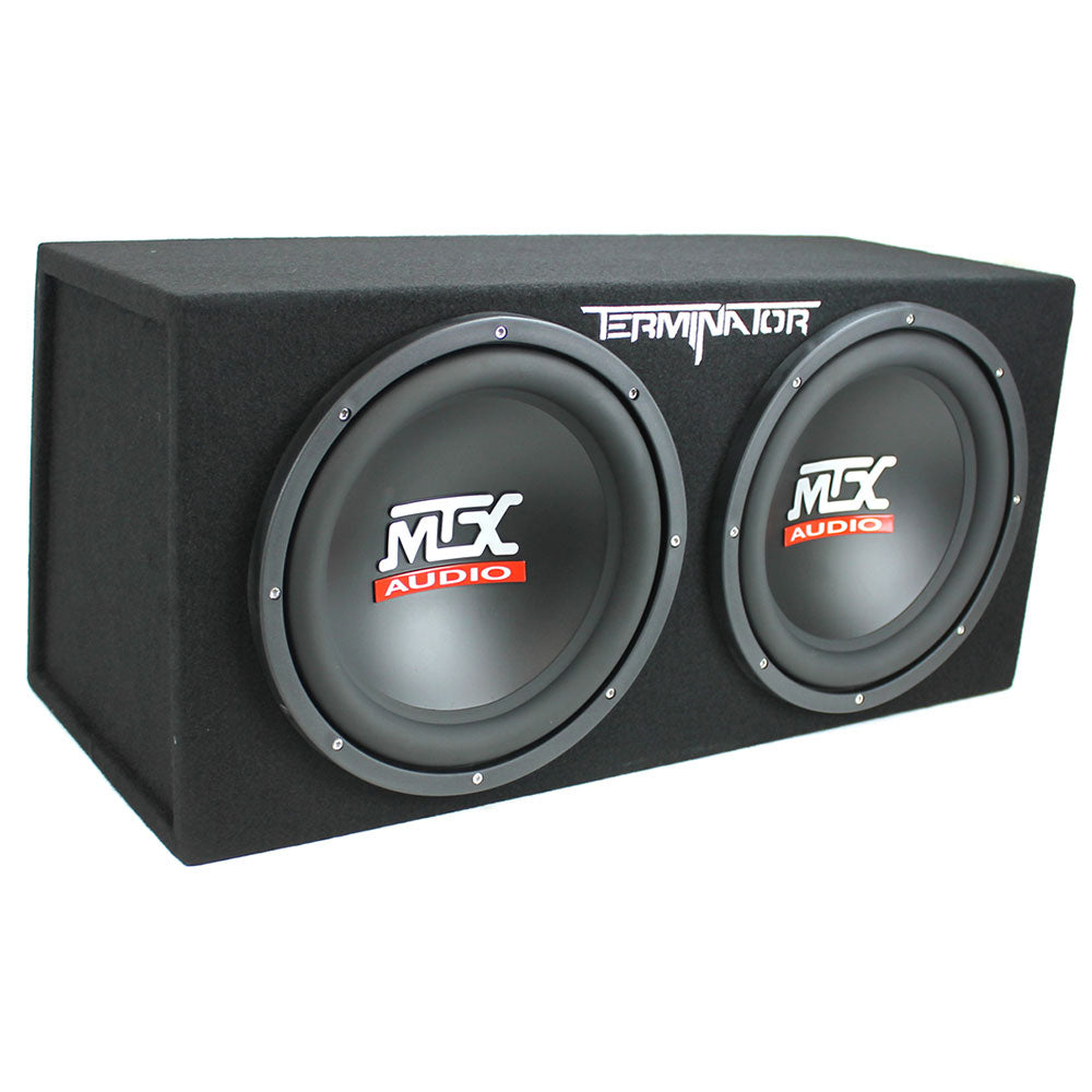 MTX TNE212D 12" 1200W Dual Loaded Car Subwoofers Box & Planet 1500W Amp with Kit - Find Fresh Goods