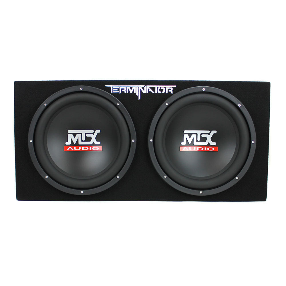 MTX TNE212D 12" 1200W Dual Loaded Car Subwoofers Box & Planet 1500W Amp with Kit - Find Fresh Goods