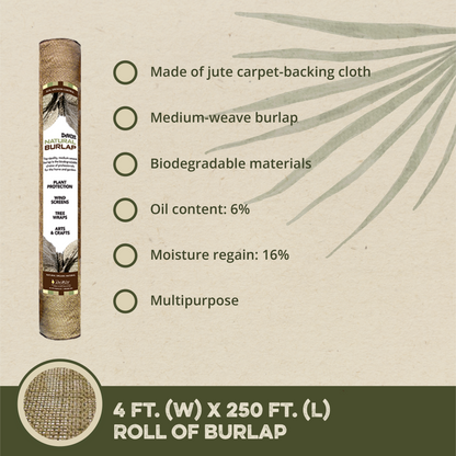 DeWitt 4 x 250 Foot 5.5 Ounce Natural Gardening Landscape Burlap Fabric Roll
