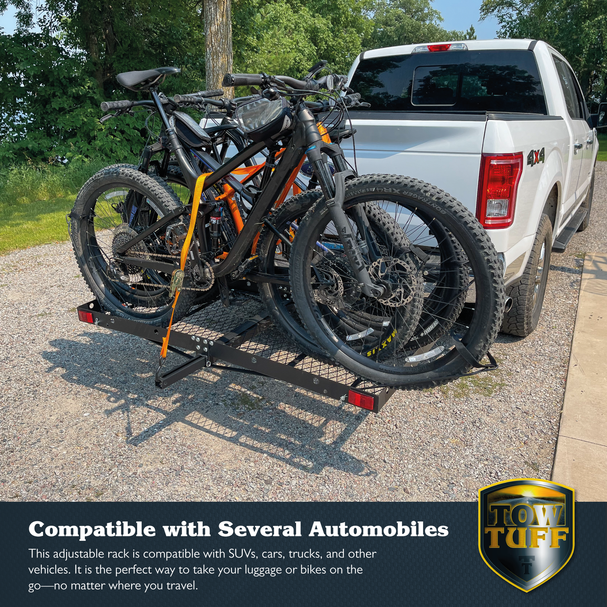 Tow Tuff 62 Inch Steel Cargo Carrier and Bike Rack, Fits All 2 Inch Receivers - Find Fresh Goods