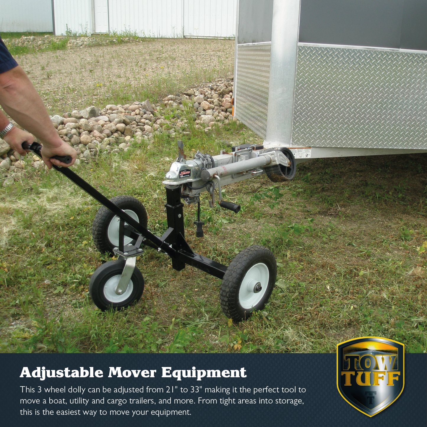 Tow Tuff TMD-1000C2 Adjustable Steel 1000 lb Heavy Duty Trailer Dolly w/ Caster - Find Fresh Goods