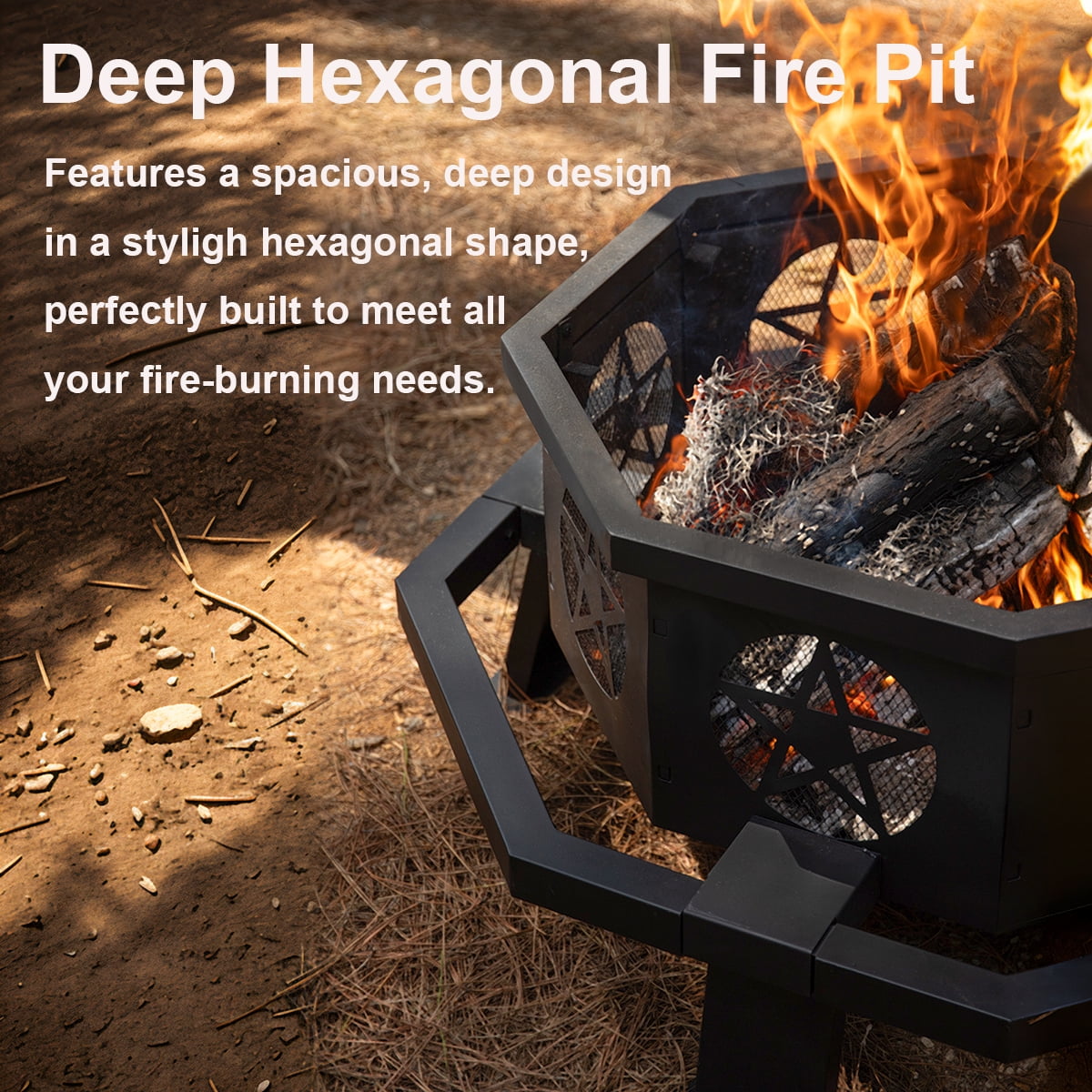 MistMo 35 inch Fire Pit, Outdoor Fire Pit Wood Burning Fire Pits with Cooking Grill