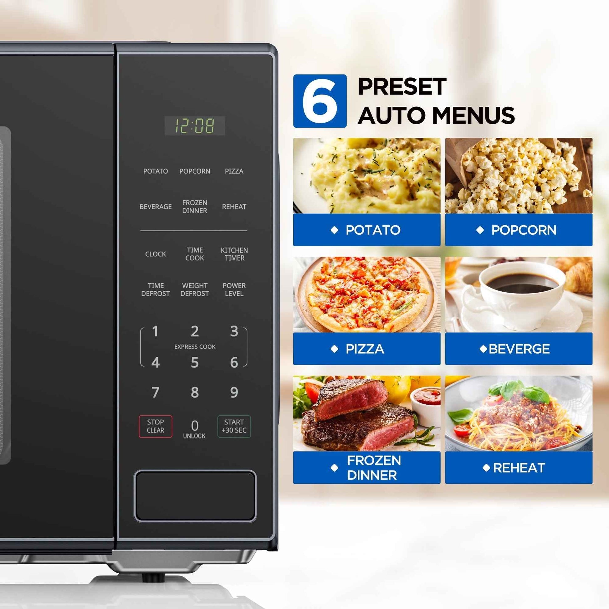 Mainstays 2.2 cu ft Countertop Microwave Oven, Black, New