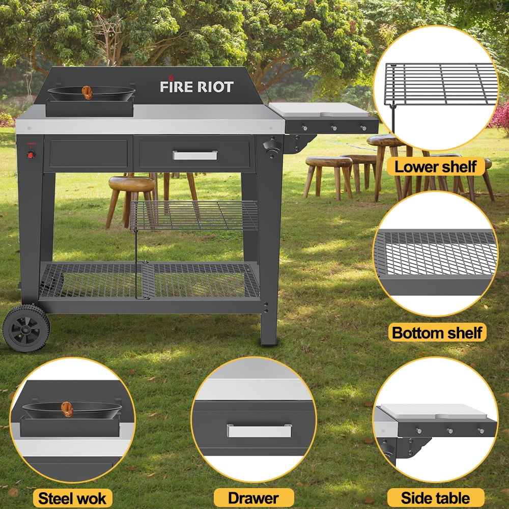 Heavy-Duty 50,000 BTU Outdoor Wok & Propane Deep Fryer Station – 12.6” Carbon Steel Wok & Cajun Turkey Fryer for Stir-Fry, Searing, Tailgating, Fishing, and Outdoor Cooking