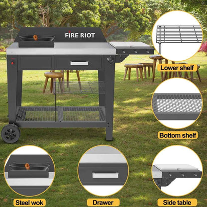 Heavy-Duty 50,000 BTU Outdoor Wok & Propane Deep Fryer Station – 12.6” Carbon Steel Wok & Cajun Turkey Fryer for Stir-Fry, Searing, Tailgating, Fishing, and Outdoor Cooking