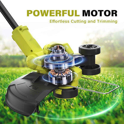 20V Cordless Lawn Care Combo Kit - 12" String Trimmer & Weed Trimmer with 6 Spool Lines, Electric Leaf Blower for Edging & Cleanup, 4.0Ah Battery & Charger