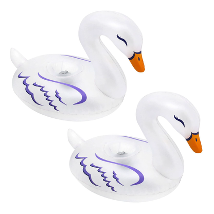 Banzai Lumi Bright Party Swans Inflatable White Pool Lantern Lights, (2 Pack)