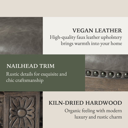 Maven Lane Pullman Bar Stool in Reclaimed Oak Finish w/Ronan Stone Vegan Leather