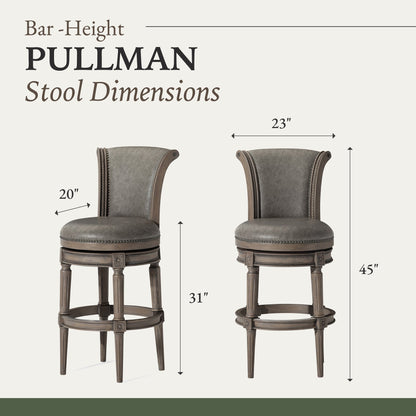 Maven Lane Pullman Bar Stool in Reclaimed Oak Finish w/Ronan Stone Vegan Leather