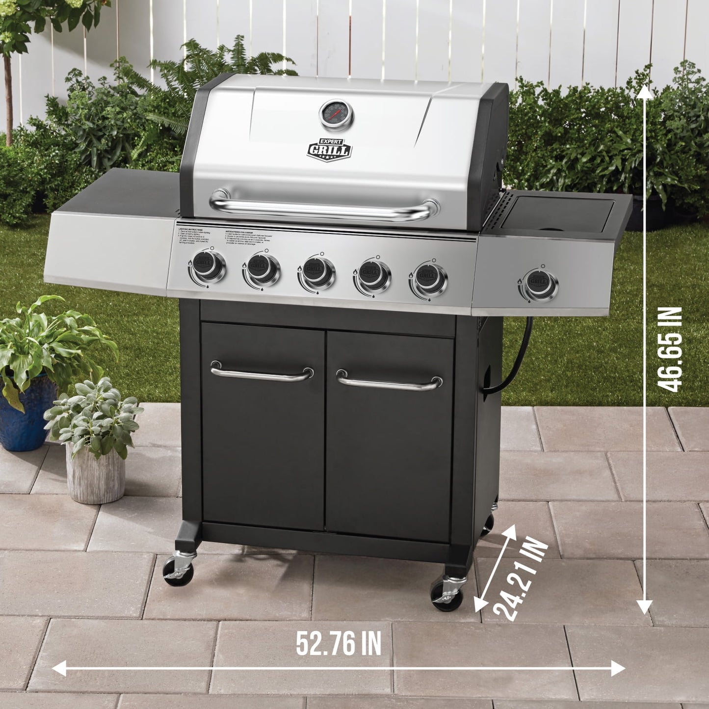 Expert Grill 5 Burner Propane Gas Grill with Side Burner