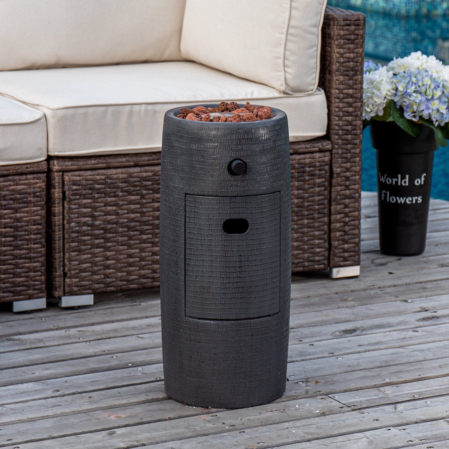 COSIEST 15,000 BTU 11-inch Round Outdoor Propane Fire Pit Table,Free Lava Rocks