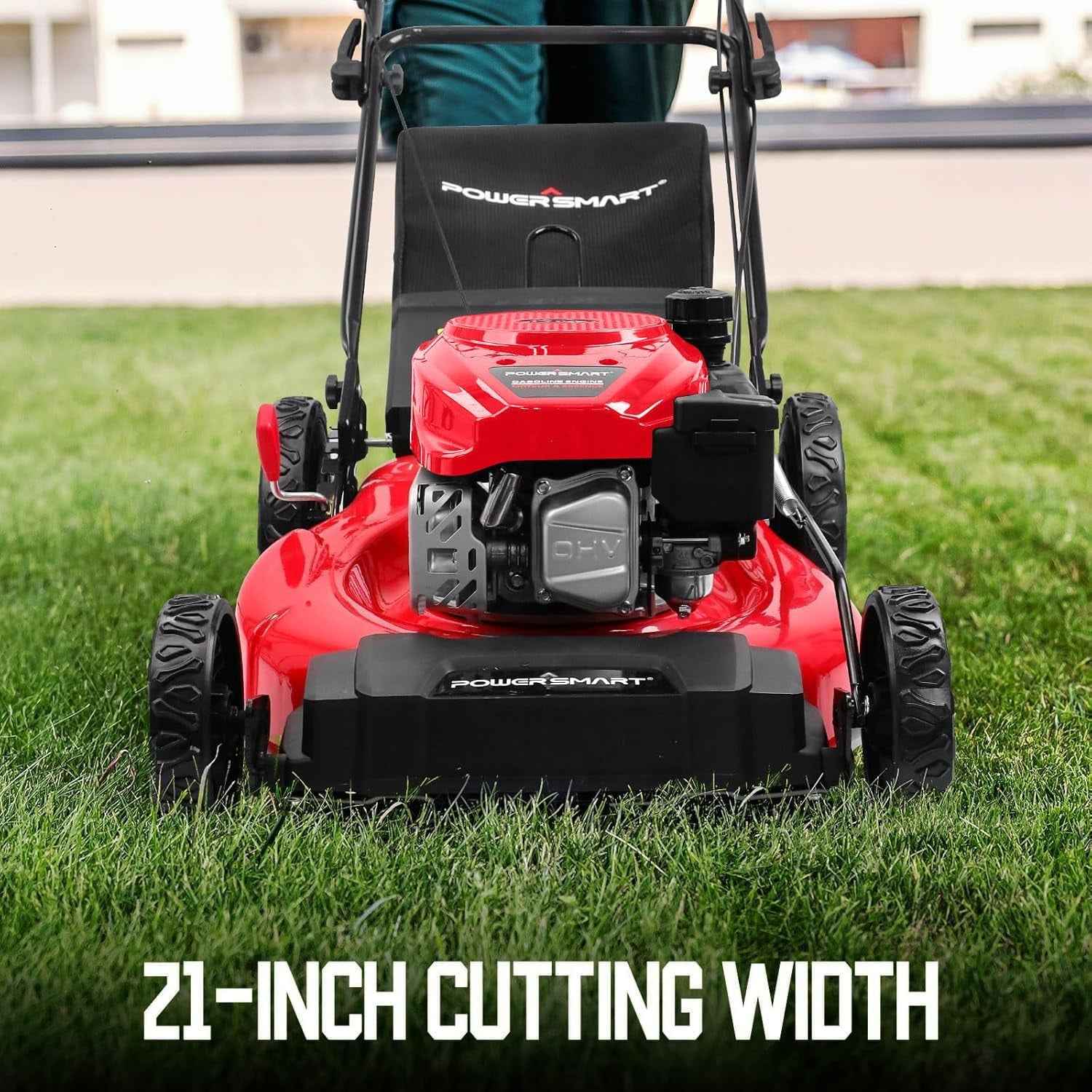 PowerSmart 21" 144cc Gas Push Lawn Mower , with 6-Position Height Adjustment