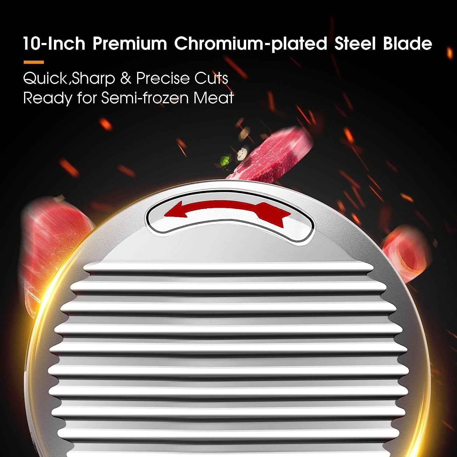 Zomagas Meat Slicer Machine 10 inch Chromium-Steel Blade Semi-Auto for Meat Cheese 240W,Silver