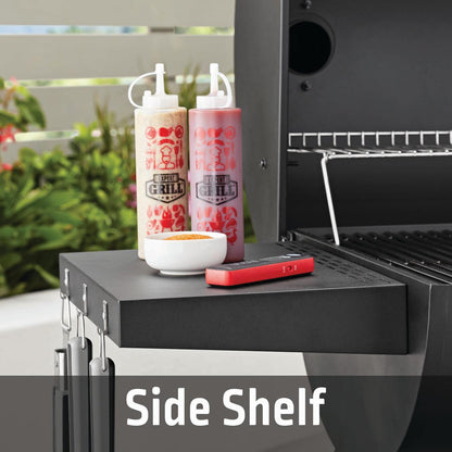 Expert Grill 28" Charcoal Offset Smoker Grill with Side Firebox, Black, New