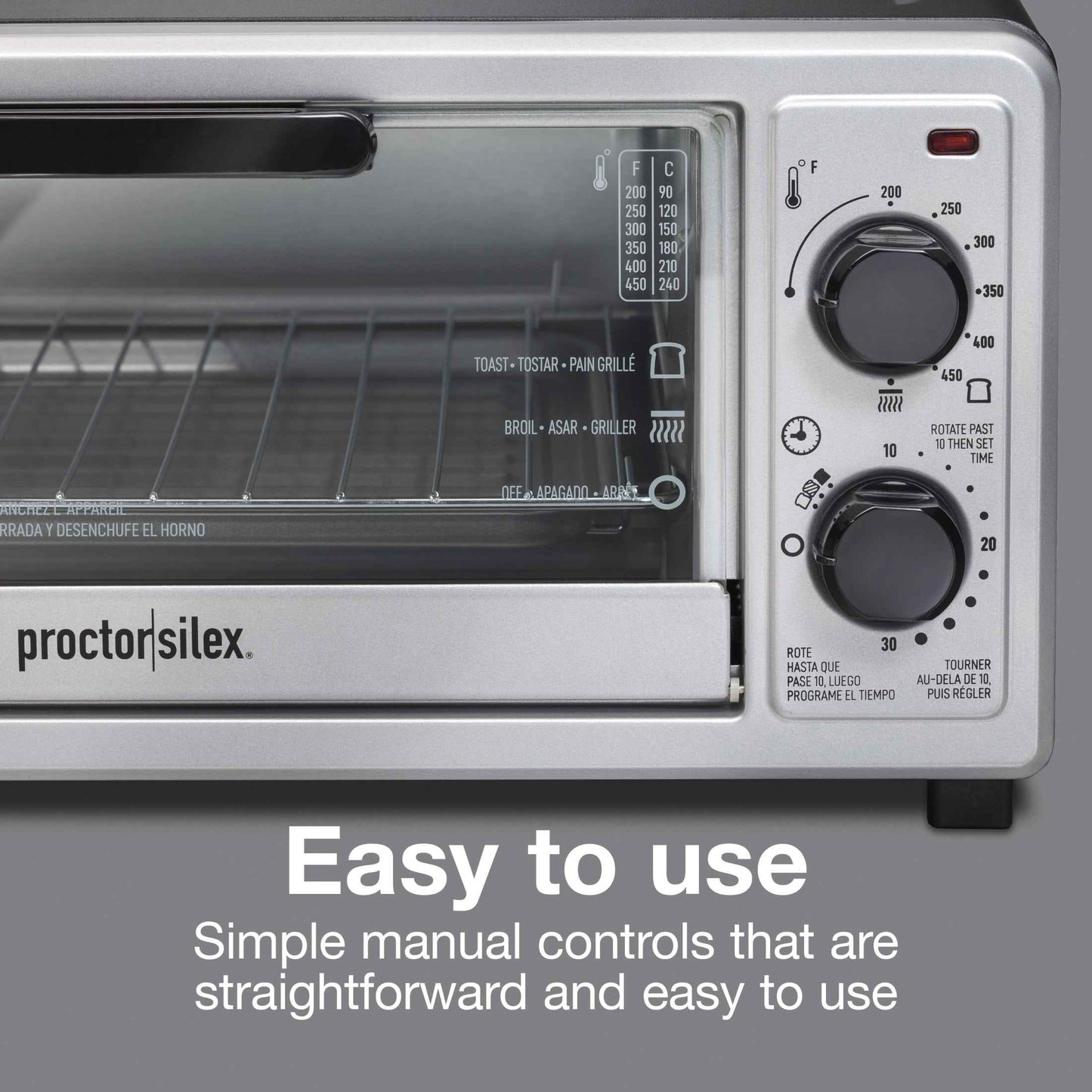 Proctor Silex 4 Slice Countertop Toaster Oven Broiler, Black and Silver