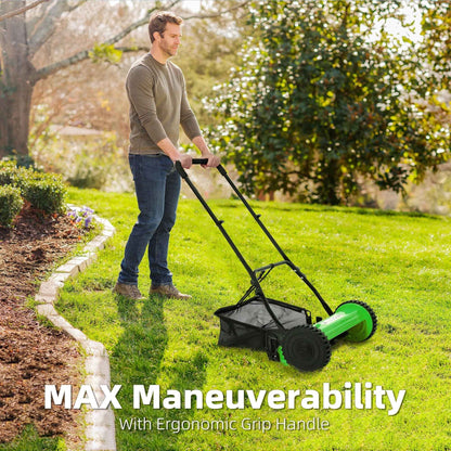 CASEMIOL 14" 5-Blade Manual Push Reel Lawn Mower with Grass Catche, Green