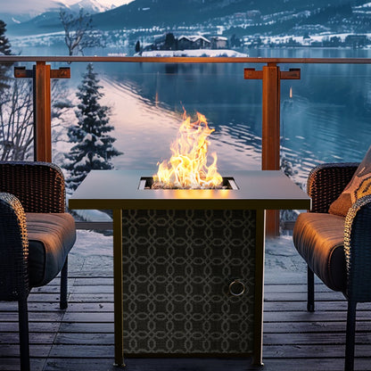 Philergo 28" Propane Fire Pit, 50,000 BTU Square Gas Fire Pit Table for Patio Garden Party with Lava Rocks, Removable Lid, CSA-Certified