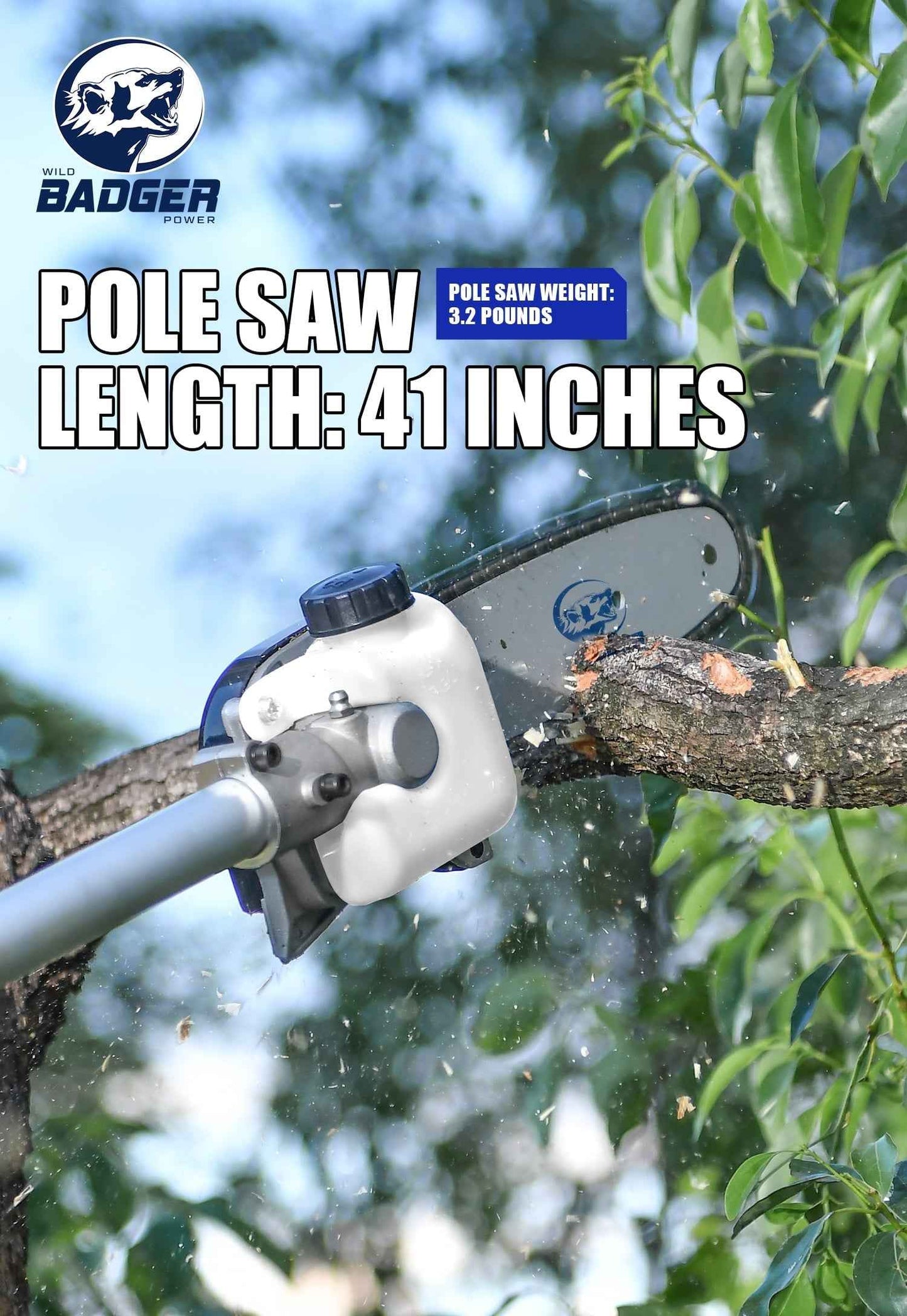 WILD BADGER 40V 4-in-1 Multi-Tool Kit: Weed Wacker, Pole Saw, Hedge Trimmer, Brush Cutter 2*20V 4Ah Batteries & Charger