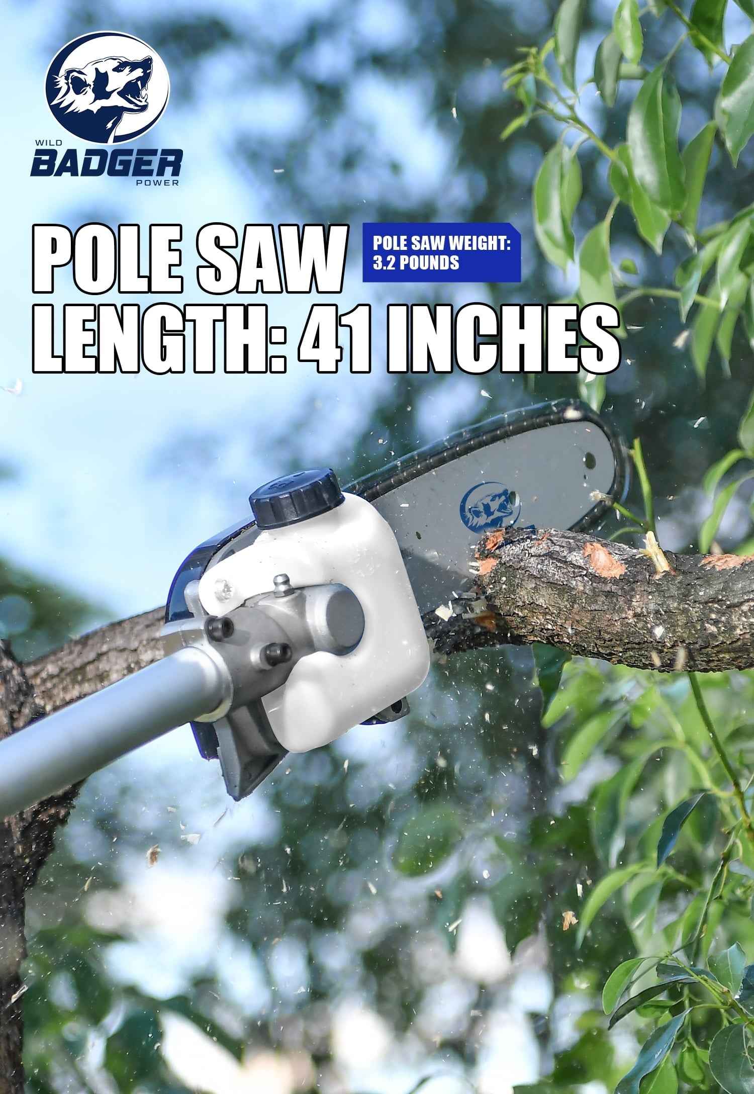 WILD BADGER 40V 4-in-1 Multi-Tool Kit: Weed Wacker, Pole Saw, Hedge Trimmer, Brush Cutter 2*20V 4Ah Batteries & Charger