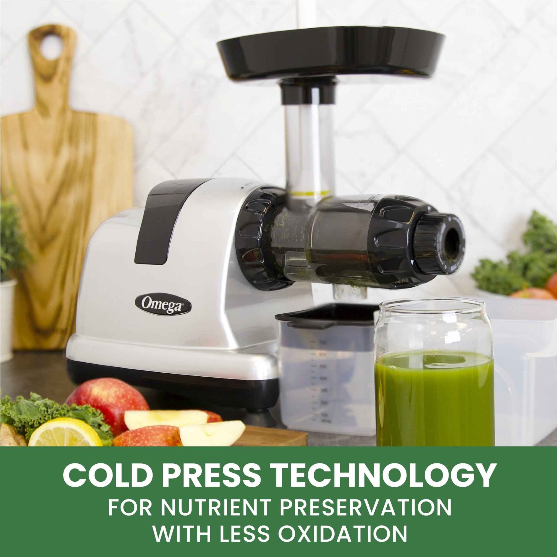 Omega All in One Nutrition System Cold Press Juicer, in Silver (J8006HDS)