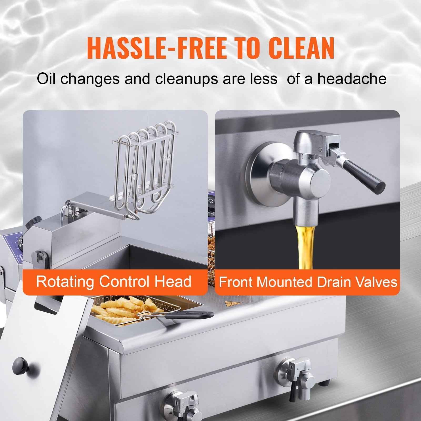 KFFKFF Industrial Dual Chamber Fryer, 3000W Electric Tabletop Cooking Unit with Basket, 2 x 11.6Qt/11L Twin Stainless Steel Oil Fryer with Oil Purification, Adjustable Time & Temperature