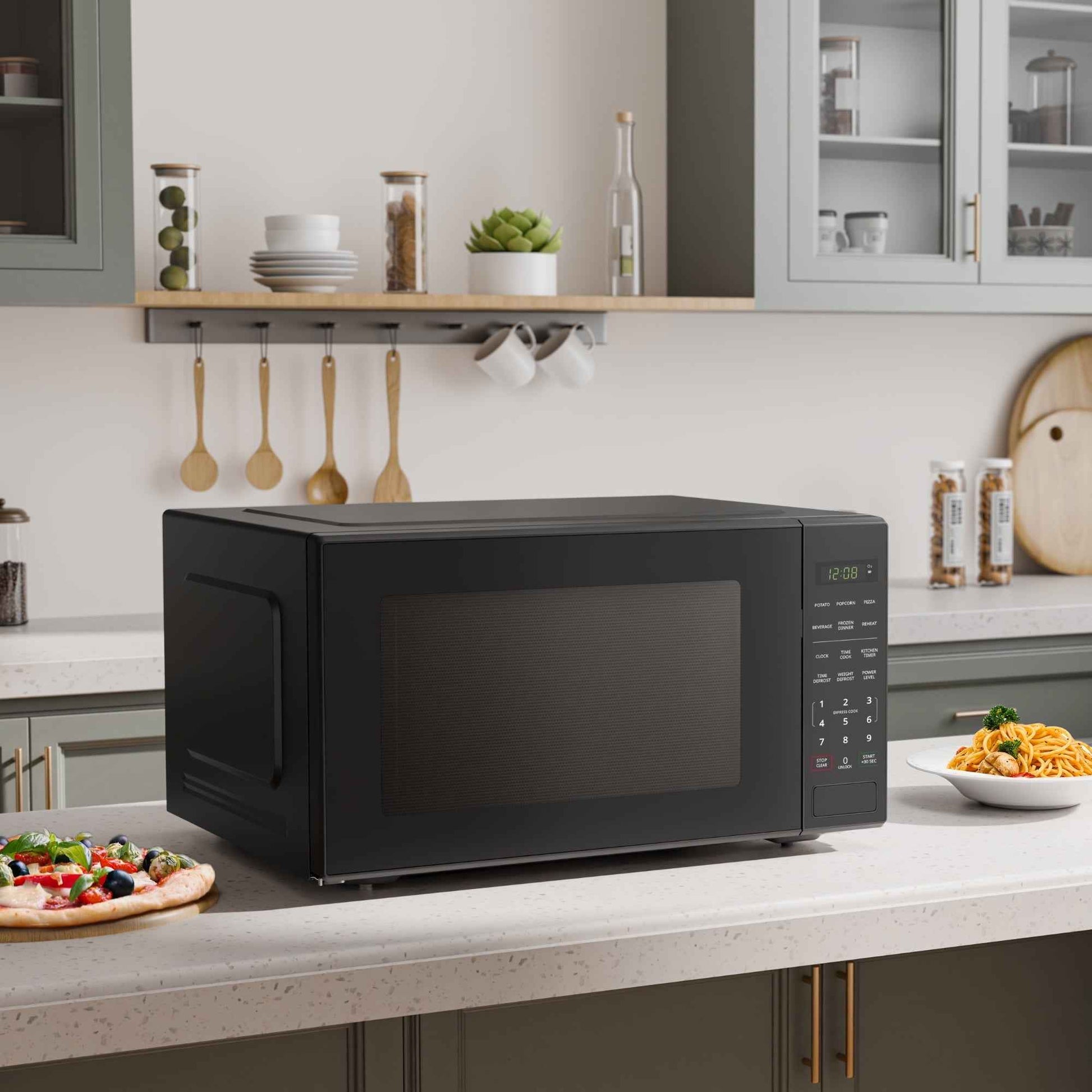 Mainstays 2.2 cu ft Countertop Microwave Oven, Black, New