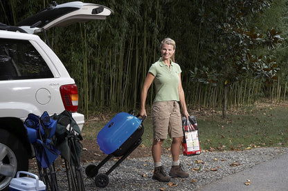 Americana Walk-A-Bout Charcoal Original Square Grill-100% Pre-Assembled Portable Steel, Blue