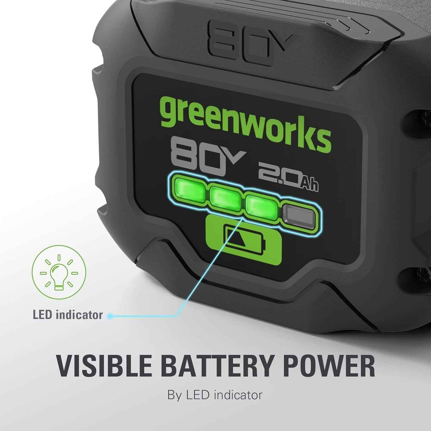 Greenworks 80V 2.0Ah Lithium-Ion Battery (Genuine Greenworks Battery / 75+ Compatible Tools)