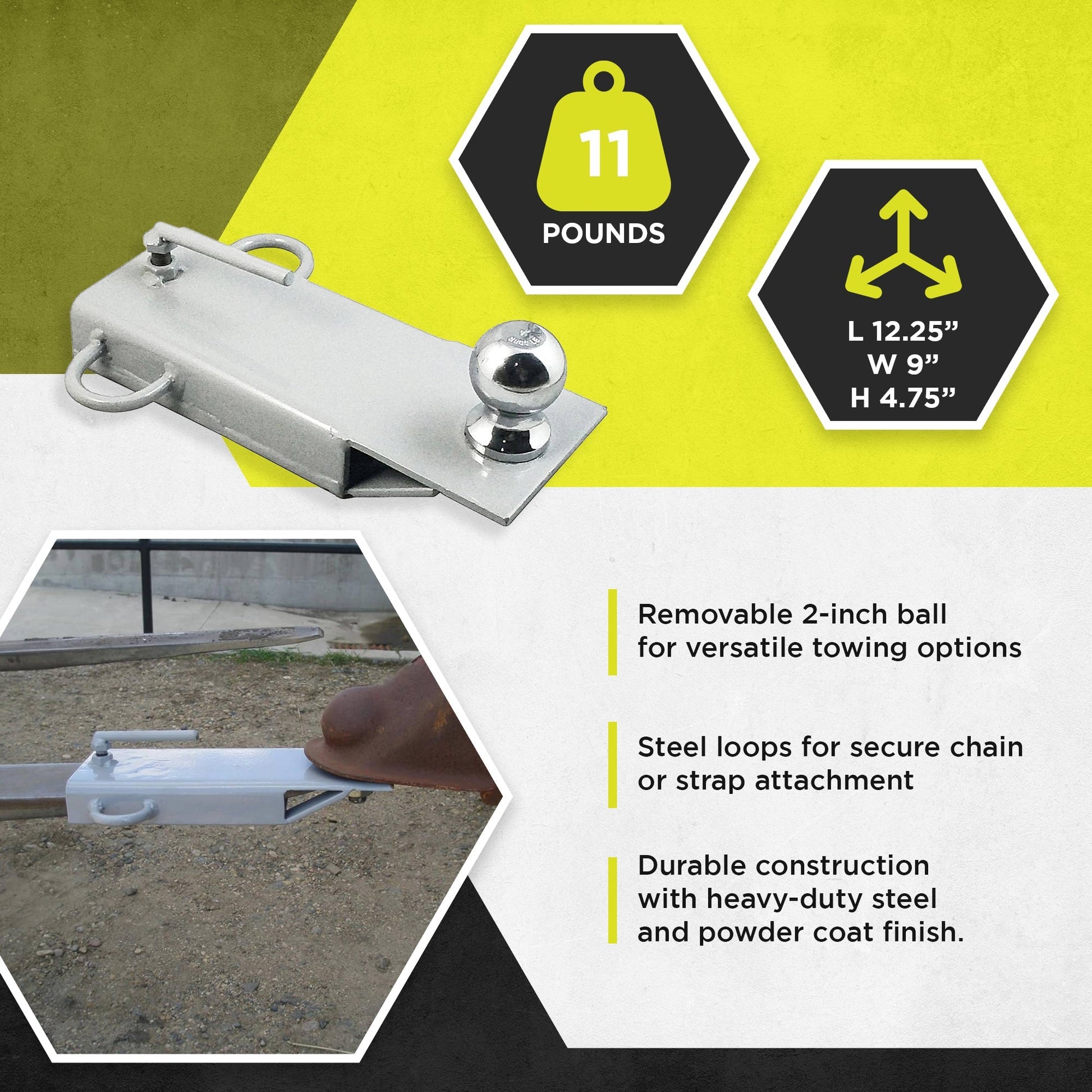 Field Tuff Robust Ball Mount Attachment with Steel Loops for Forks up to 5 Inch - Find Fresh Goods