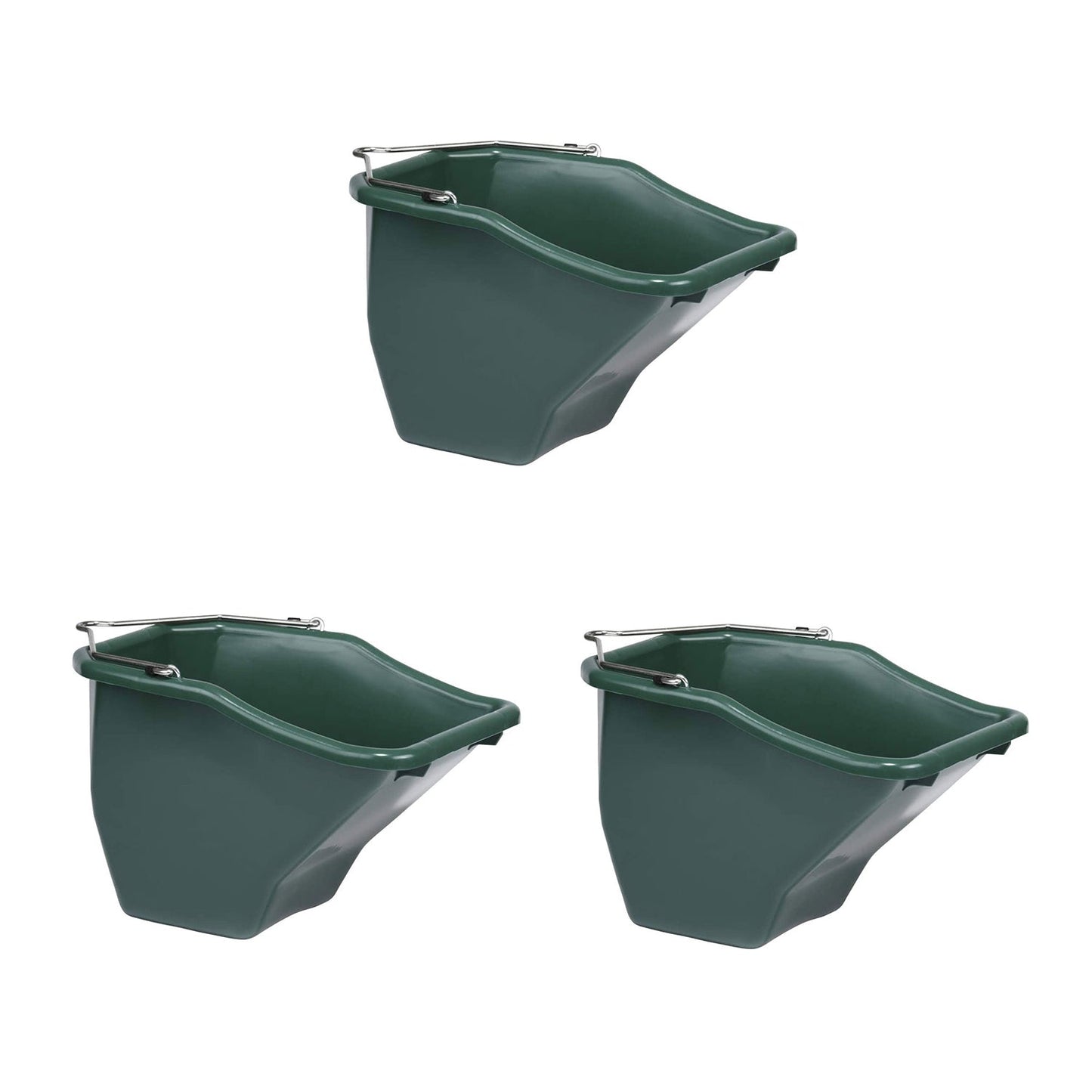 Little Giant 10-Quart Plastic Flat Back Livestock Feed Bucket, Green (3 Pack)
