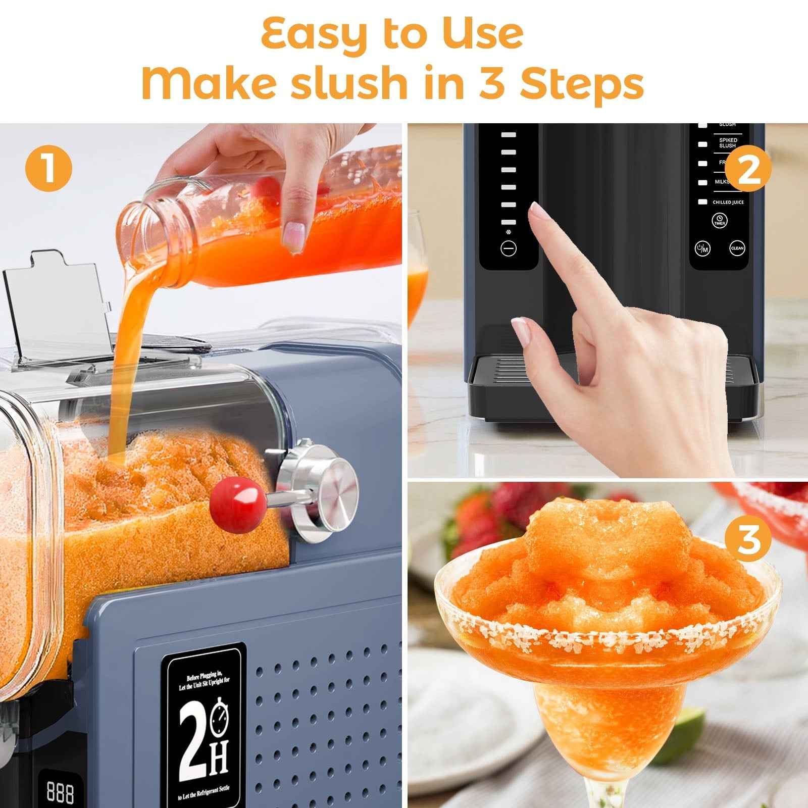 Slushie Machine, Sand Ice Maker, Frozen Drink Maker with 6 Preset Modes | No Ice Needed | Self-Cleaning Slush Machine for Home or Commercial Use | Perfect for Smoothies, Margaritas, Dark Blue