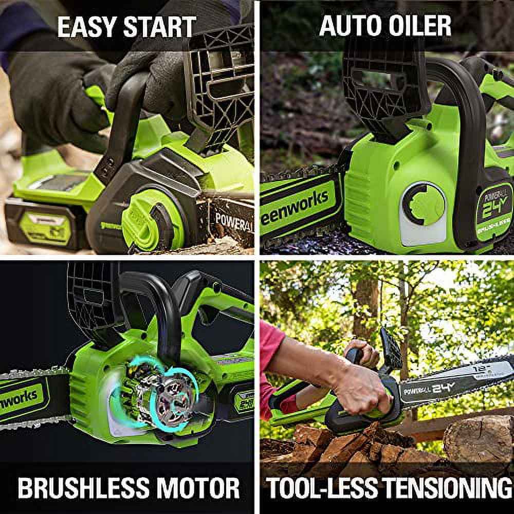 Greenworks 24V 12" Brushless Chainsaw + 4.0 Ah Battery and Charger 2016602