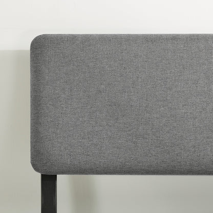 Mellow KERA Metal and Wood Platform Bed Frame with Angled Headboard, King, Black