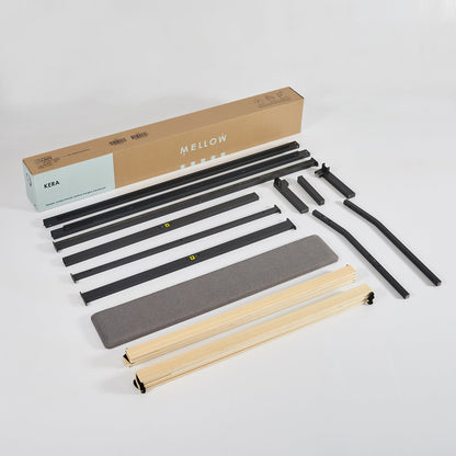 Mellow KERA Metal and Wood Platform Bed Frame with Angled Headboard, King, Black