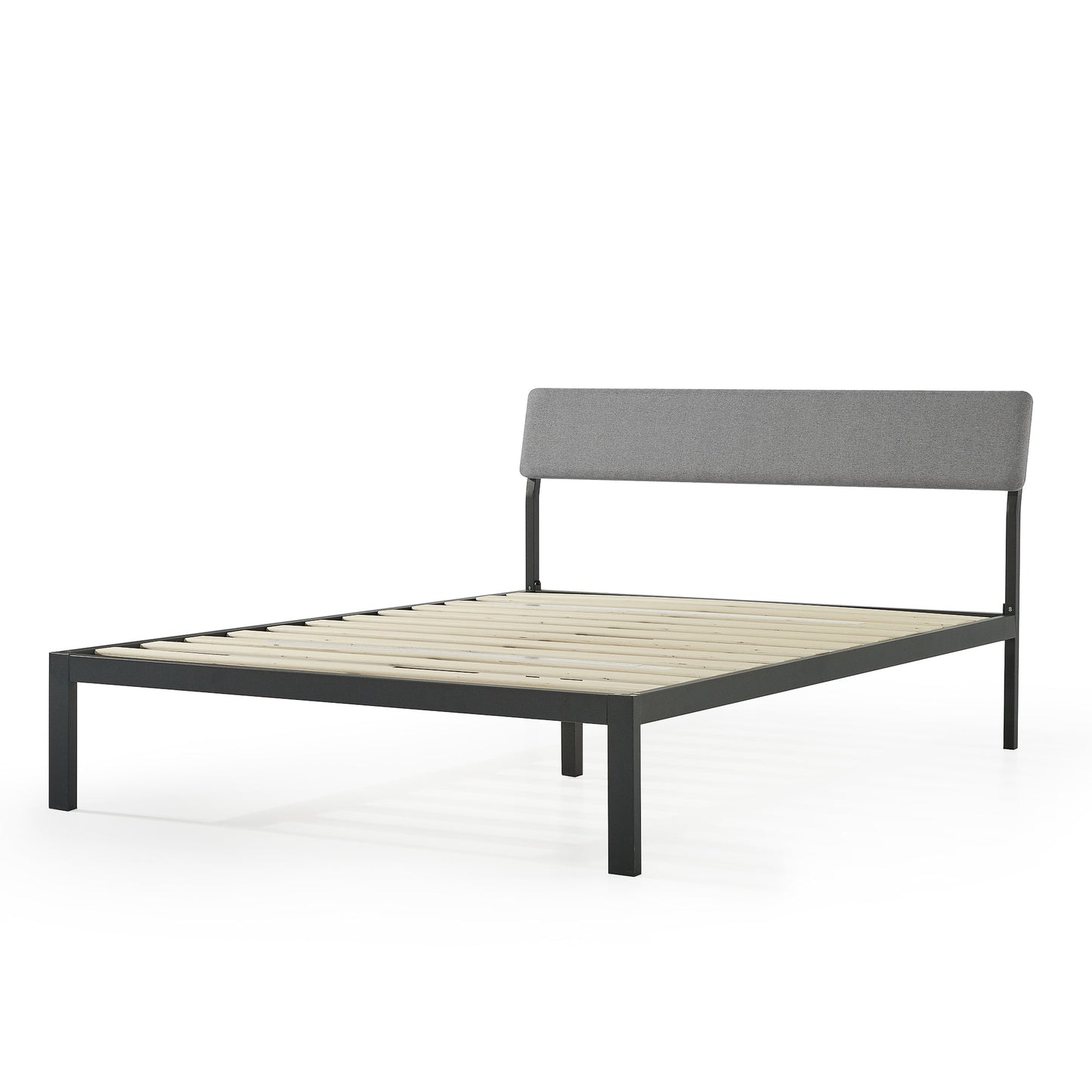 Mellow KERA Metal and Wood Platform Bed Frame with Angled Headboard, King, Black
