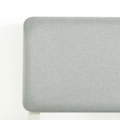 Mellow KERA Metal and Wood Platform Bed Frame with Angled Headboard, Full, White